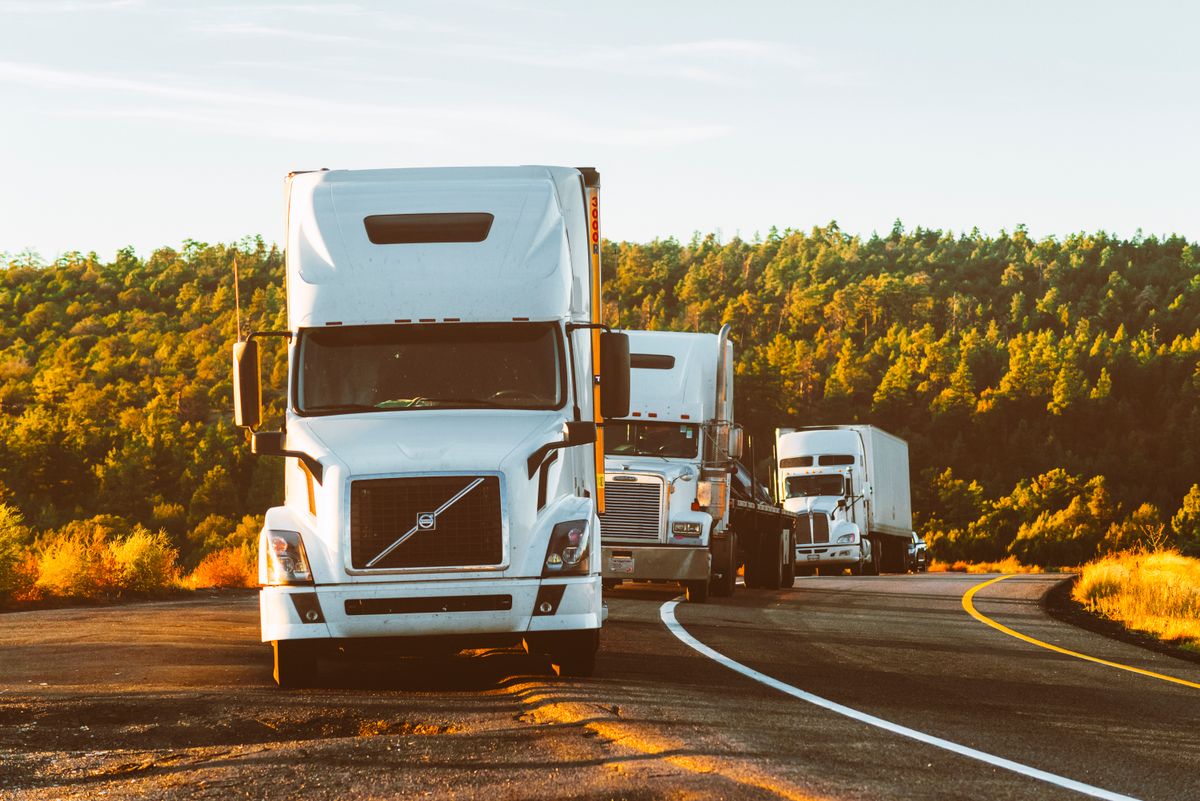American semi trucks on a US highway